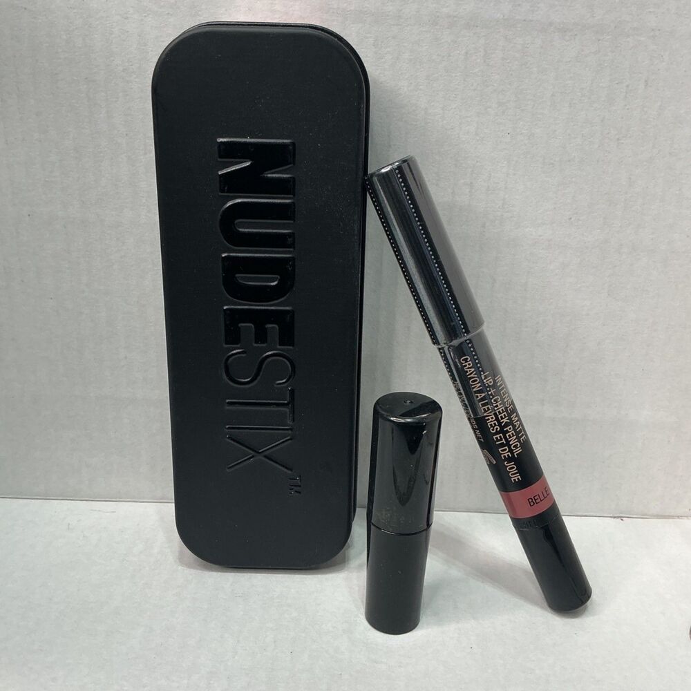 Nudestix Intense Matte Lip + Cheek Pencil Shade Belle 2.8g In Black Tin Case